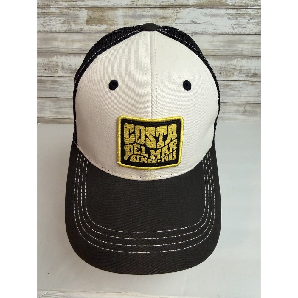 COSTA DEL MAR MESH ADJUSTABLE Trucker CAP HAT ORIGINAL PATCH Black White